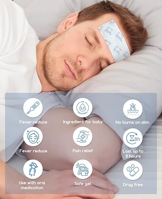 COOLING PATCHES® AYUDA AL ALIVIO DE LA FIEBRE, HINCHAZÓN Y DOLOR DE CABEZA ❤️🩹