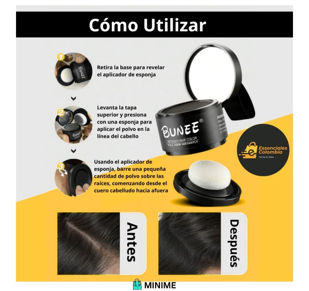 Bunee®️ Cobertura profesional para canas y calvicie en un solo toque✨🤩