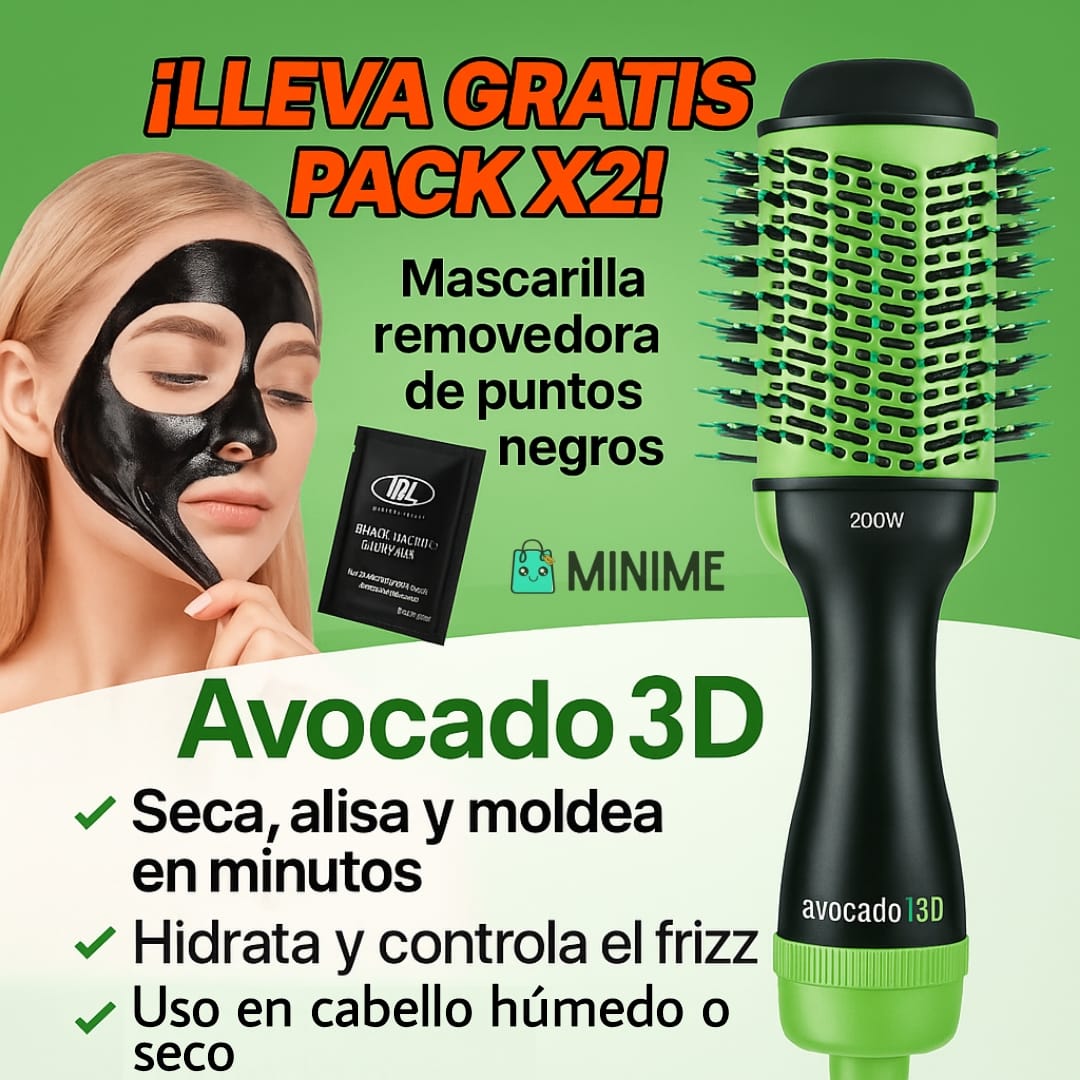Avocado 3D® ¡Despídete del frizz y del pelo rebelde en minutos! 🥑✨ + GRATIS 2 mascarillas removedoras de puntos negros 🎁