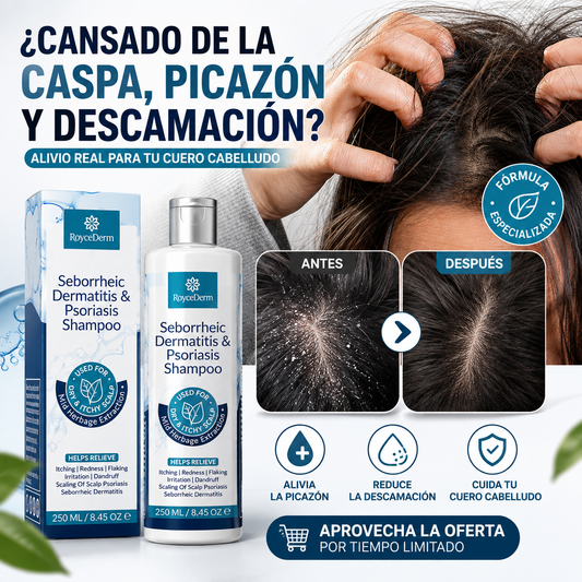 RoyceDerm Shampoo - Elimina Caspa, Psoriasis y Dermatitis Seborreica
