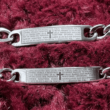 Set x2 Pulseras Padre Nuestro Baño en Plata