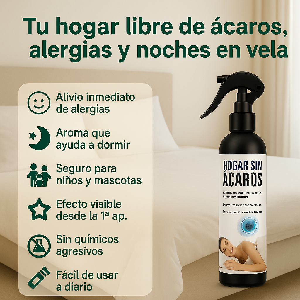 Spray Anti-ácaros 🚫 Elimina los ácaros y duerme mejor desde la primera noche 🛌