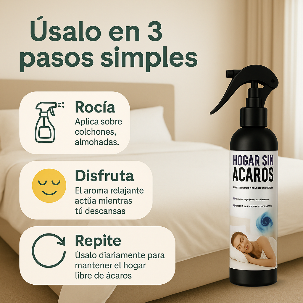 Spray Anti-ácaros 🚫 Elimina los ácaros y duerme mejor desde la primera noche 🛌
