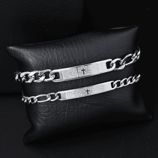 Set x2 Pulseras Padre Nuestro Baño en Plata