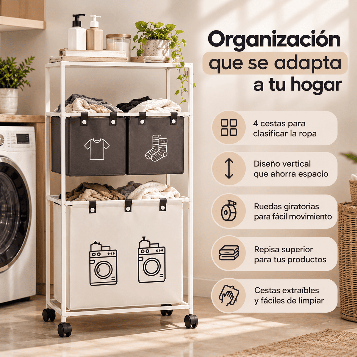 Cesta Organizadora de Ropa 4 en 1