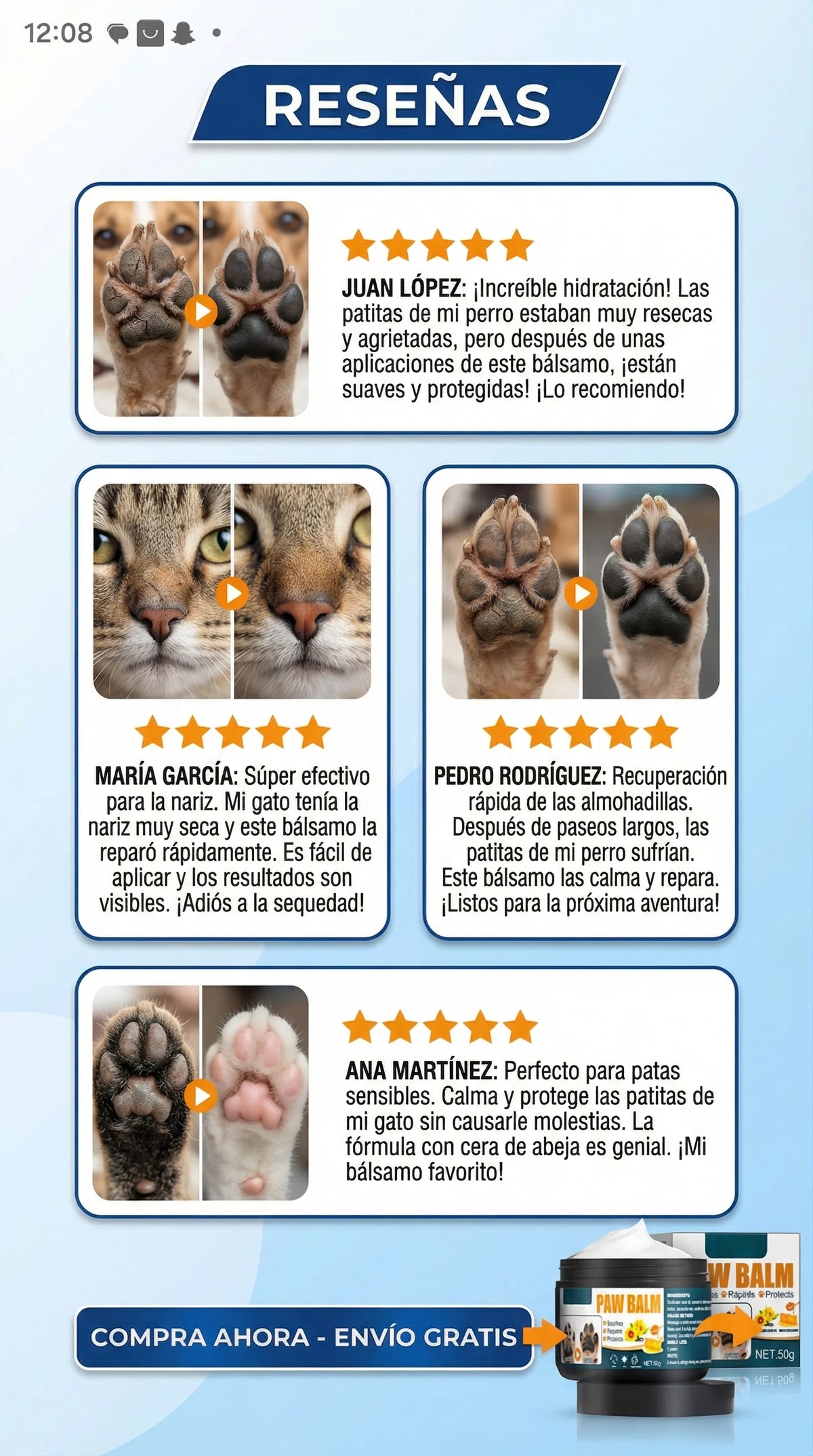 Paw Balm🐾🐶😺 ¡Protege las huellitas de tu peludito! SET X 2